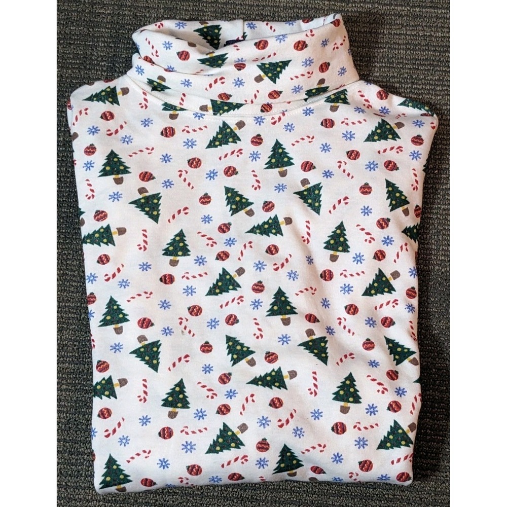Vtg Christmas Turtleneck Womens Large Tree Candy Cane Flying Colors Y2K NOS